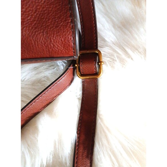 FOSSIL~ KINGSTON Satchel/Crossbody Cognac Leather Bag Logo - Picture 4 of 13
